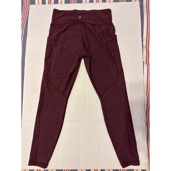 ATHLETA Heather RED Salutation Stash Pocket SoftLux Gym Yoga Leggings M - Picture 2 of 16